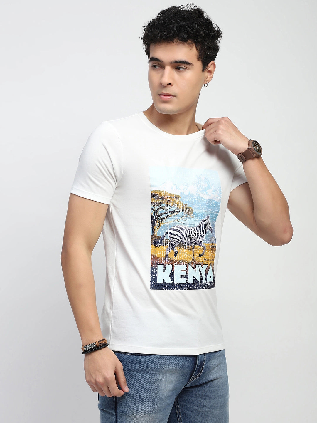 White Graphic Cotton T-Shirt - Global Republic