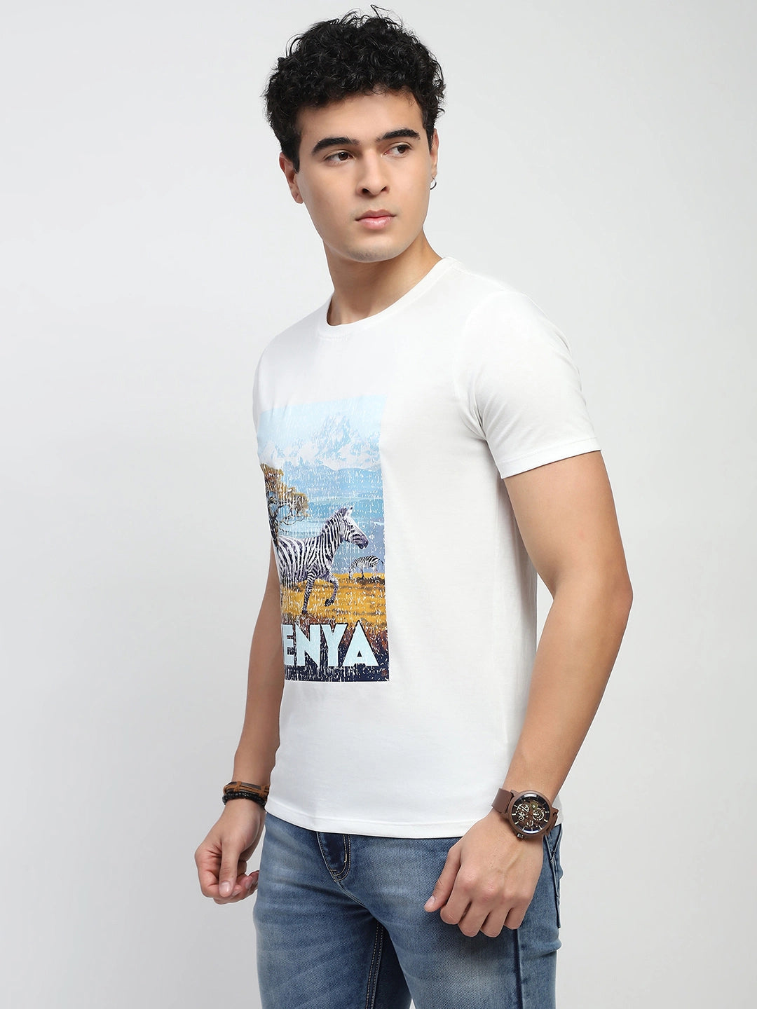 White Graphic Cotton T-Shirt - Global Republic