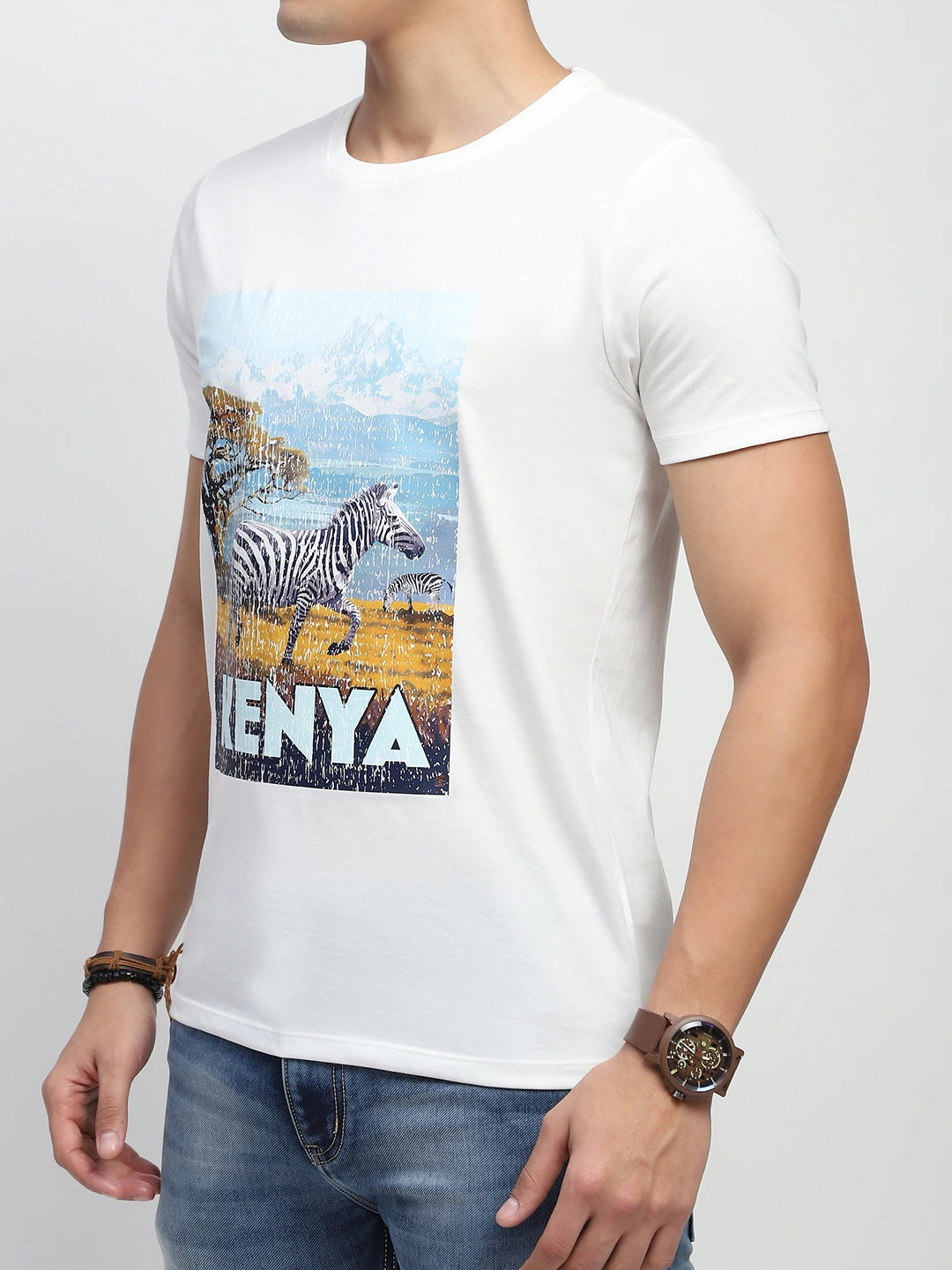 White Graphic Cotton T-Shirt - Global Republic