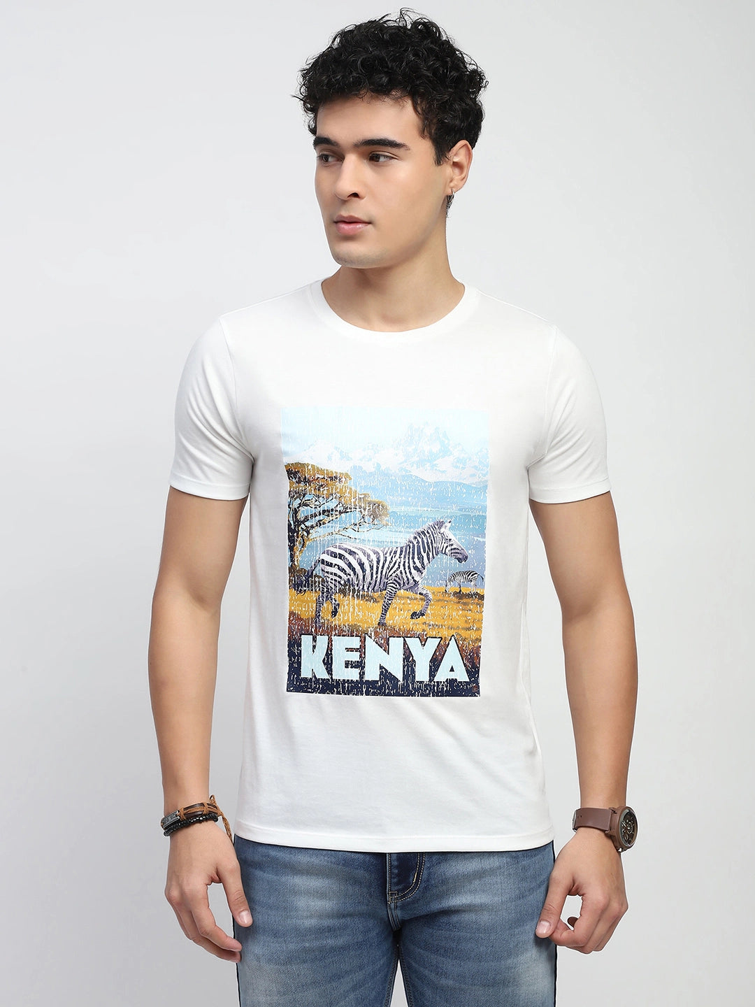 White Graphic Cotton T-Shirt - Global Republic