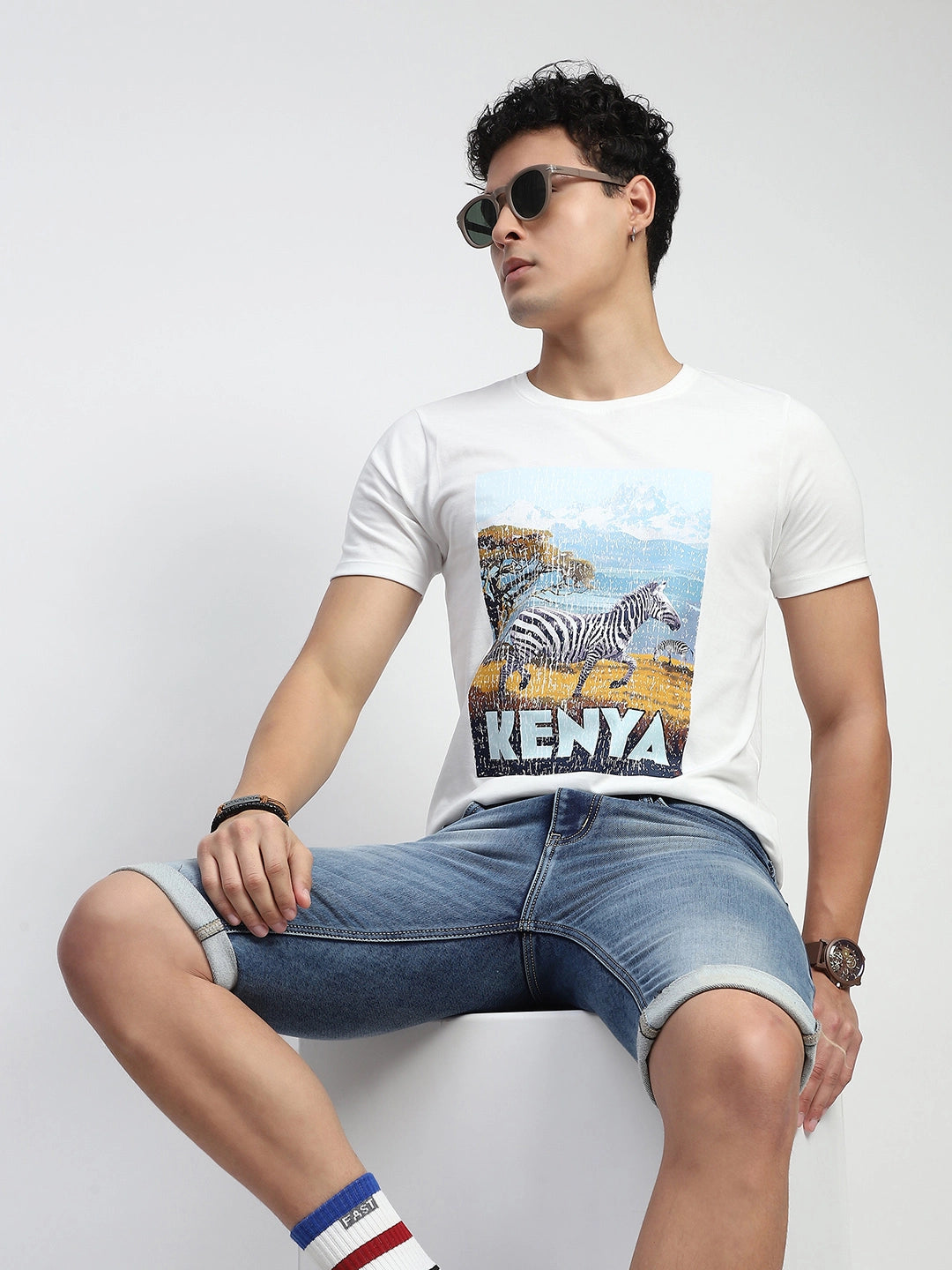 White Graphic Cotton T-Shirt - Global Republic