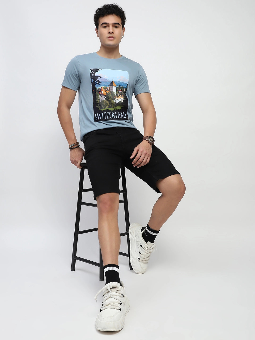 Blue Graphic Cotton T-Shirt - Global Republic