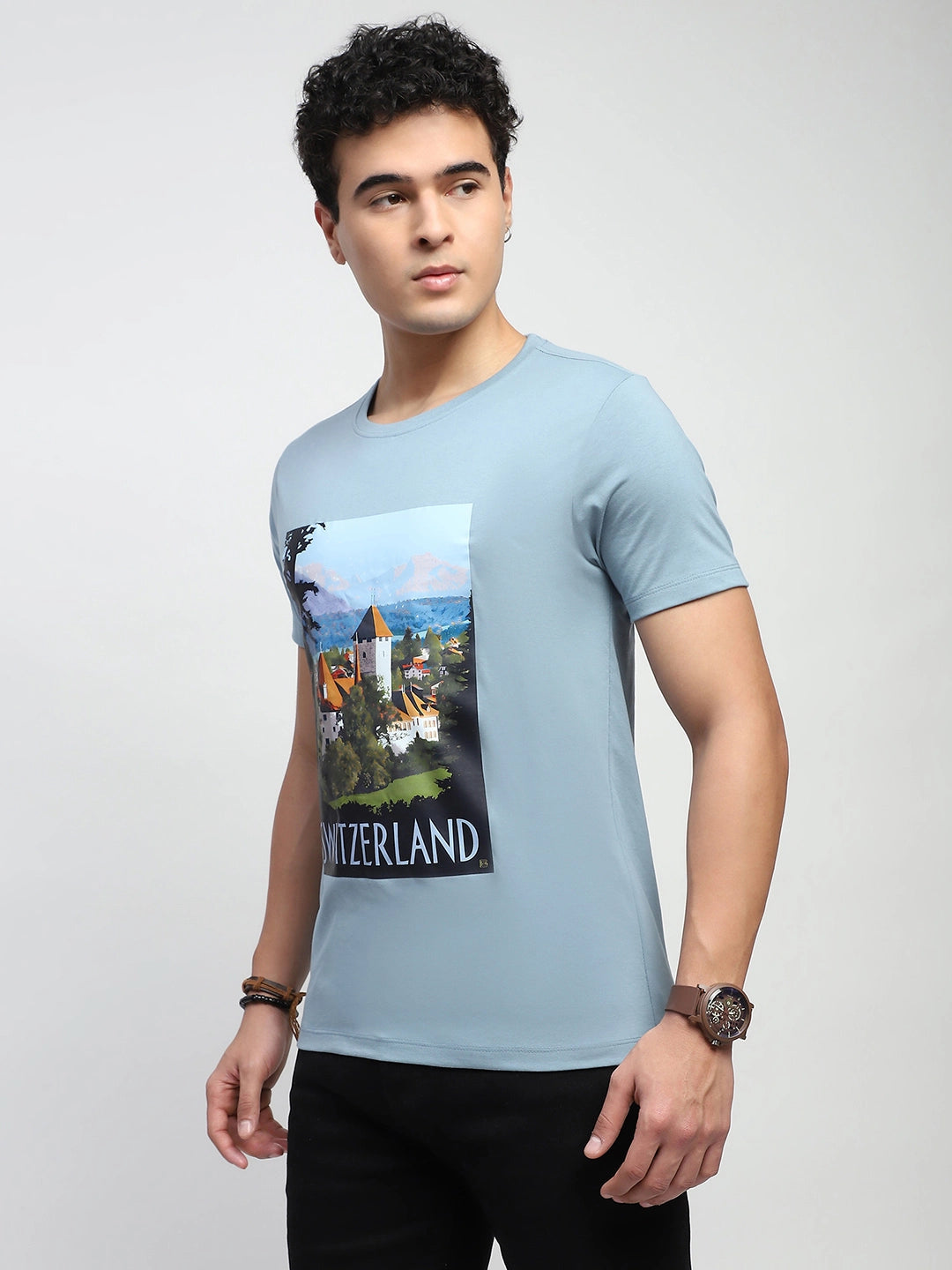 Blue Graphic Cotton T-Shirt - Global Republic