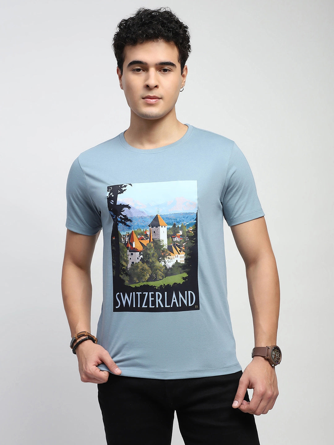 Blue Graphic Cotton T-Shirt - Global Republic