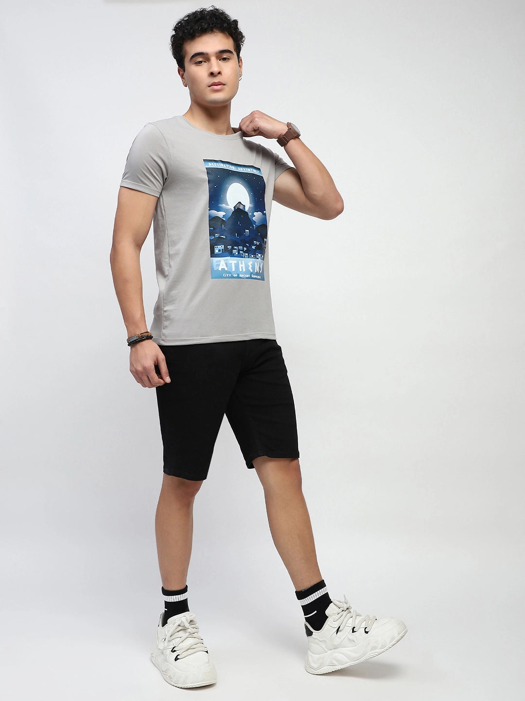 Grey Graphic Cotton T-Shirt - Global Republic
