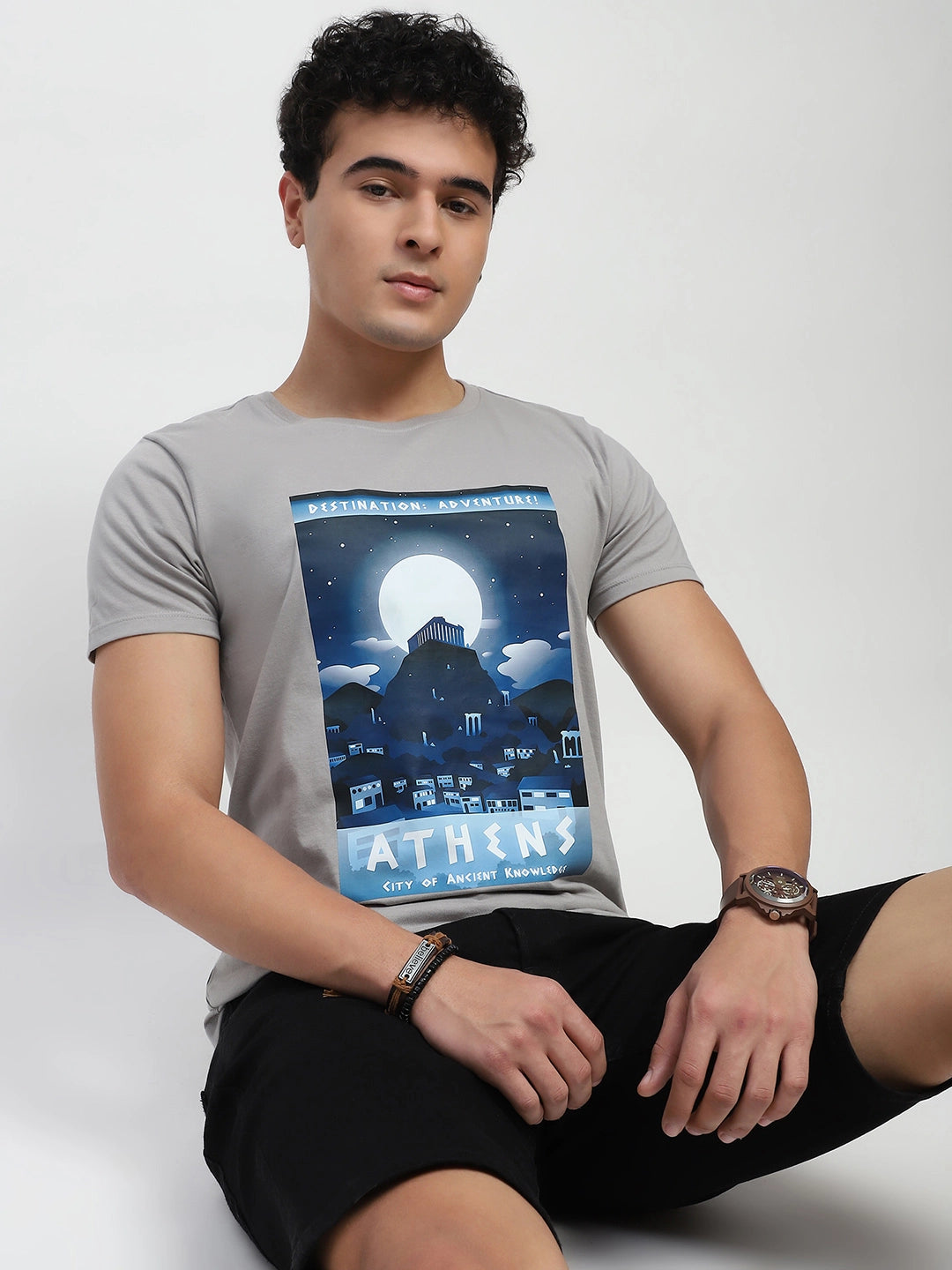 Grey Graphic Cotton T-Shirt - Global Republic