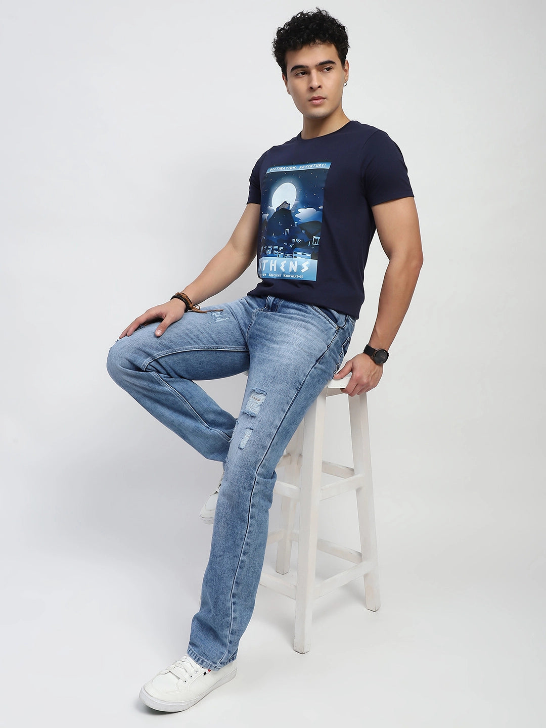 Navy Graphic Cottonk T-Shirt - Global Republic