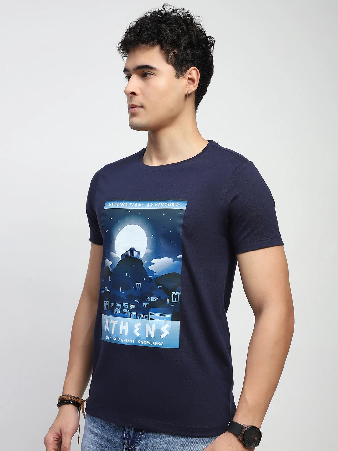 Navy Graphic Cottonk T-Shirt - Global Republic
