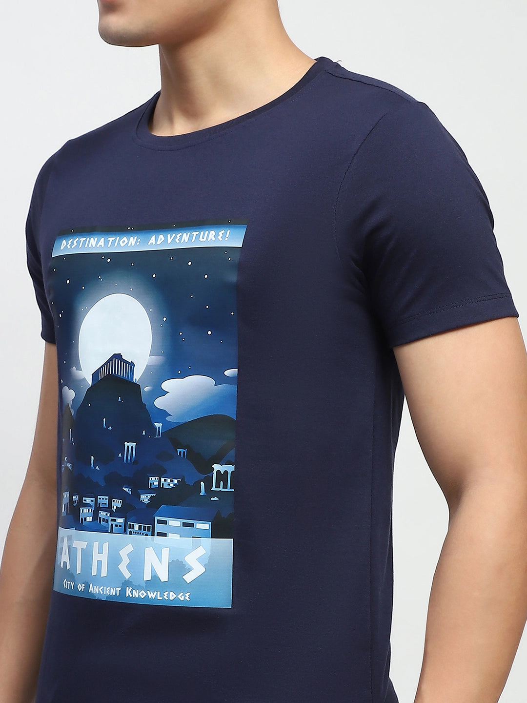 Navy Graphic Cottonk T-Shirt - Global Republic