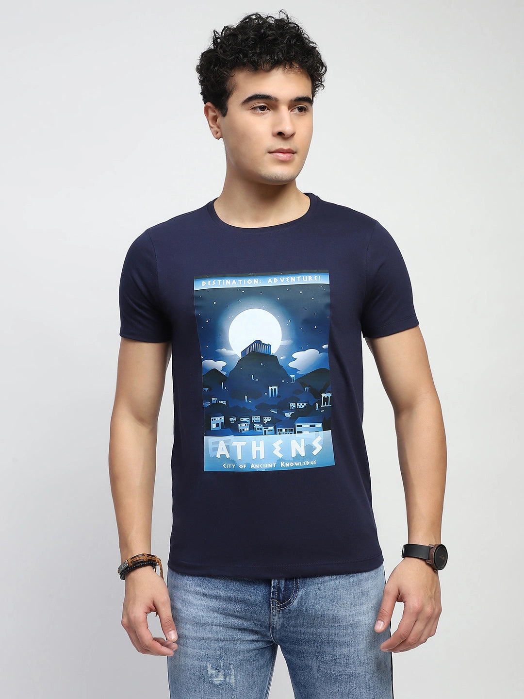 Navy Graphic Cottonk T-Shirt - Global Republic
