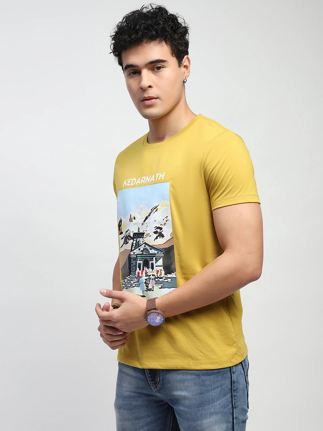 Mustard Graphic Cotton T-Shirt - Global Republic