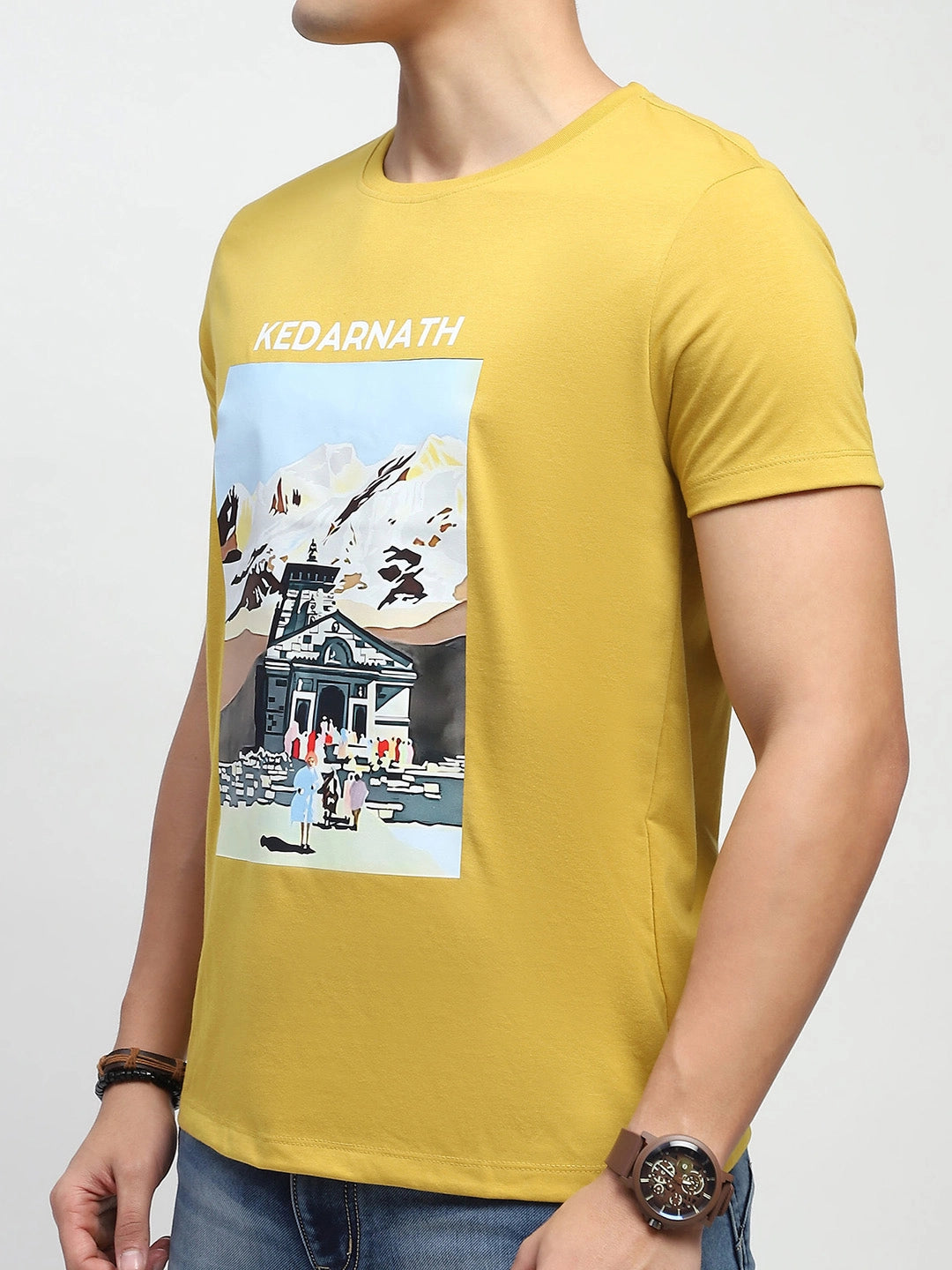 Mustard Graphic Cotton T-Shirt - Global Republic