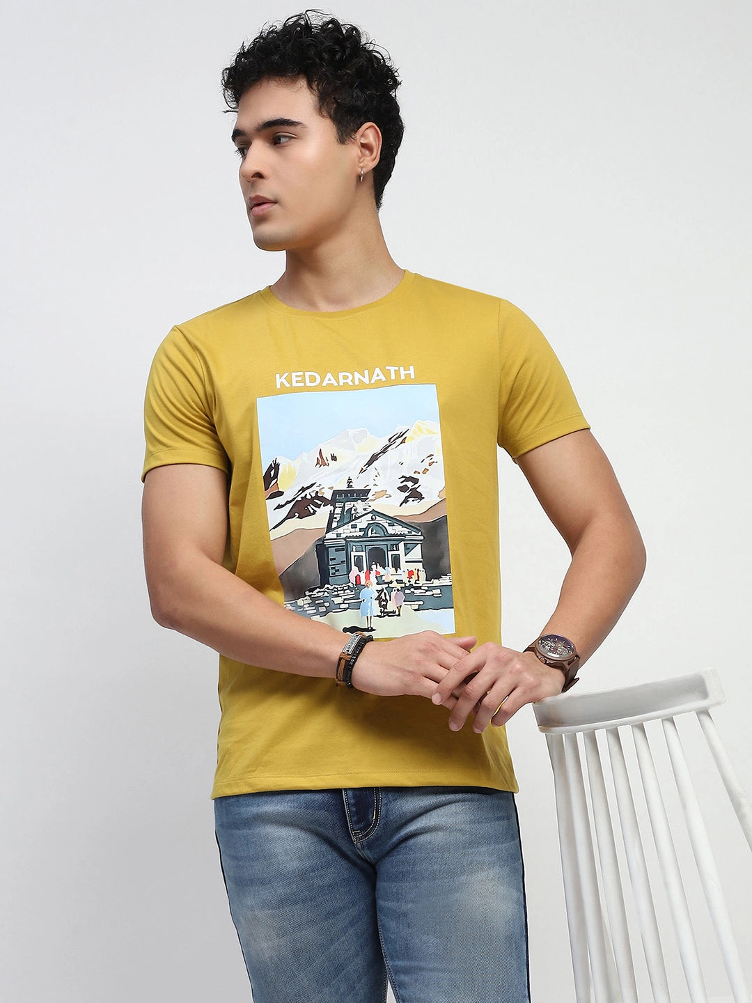 Mustard Graphic Cotton T-Shirt - Global Republic