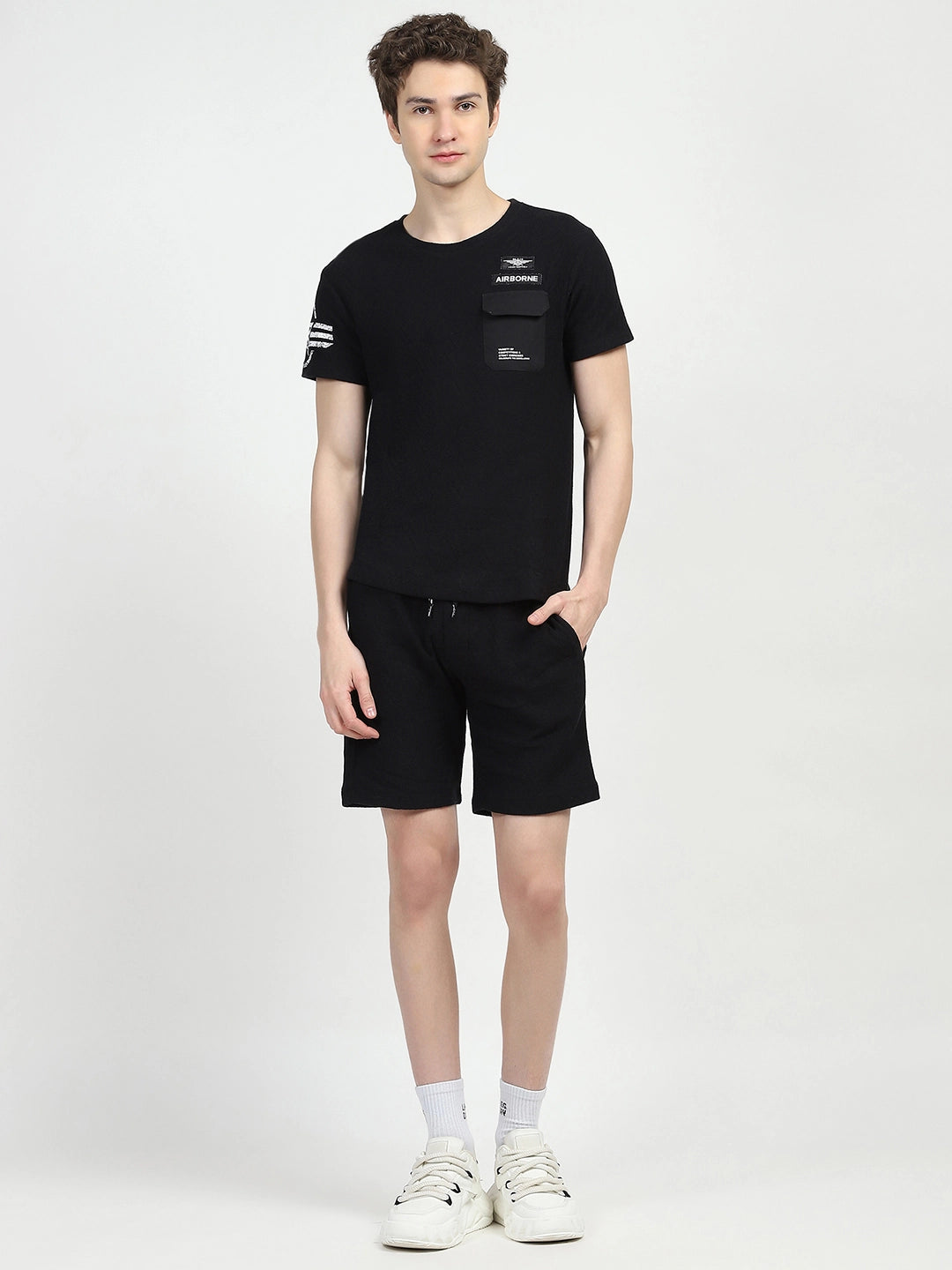 Black Cotton Textured Co-ord Set - Global Republic