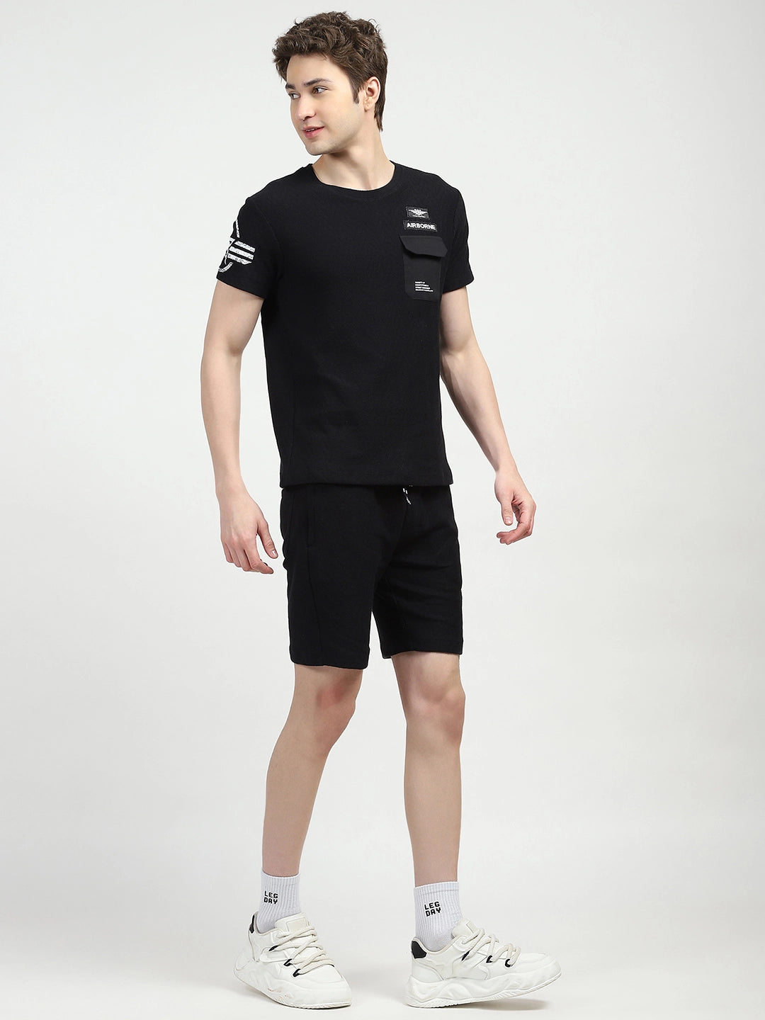 Black Cotton Textured Co-ord Set - Global Republic