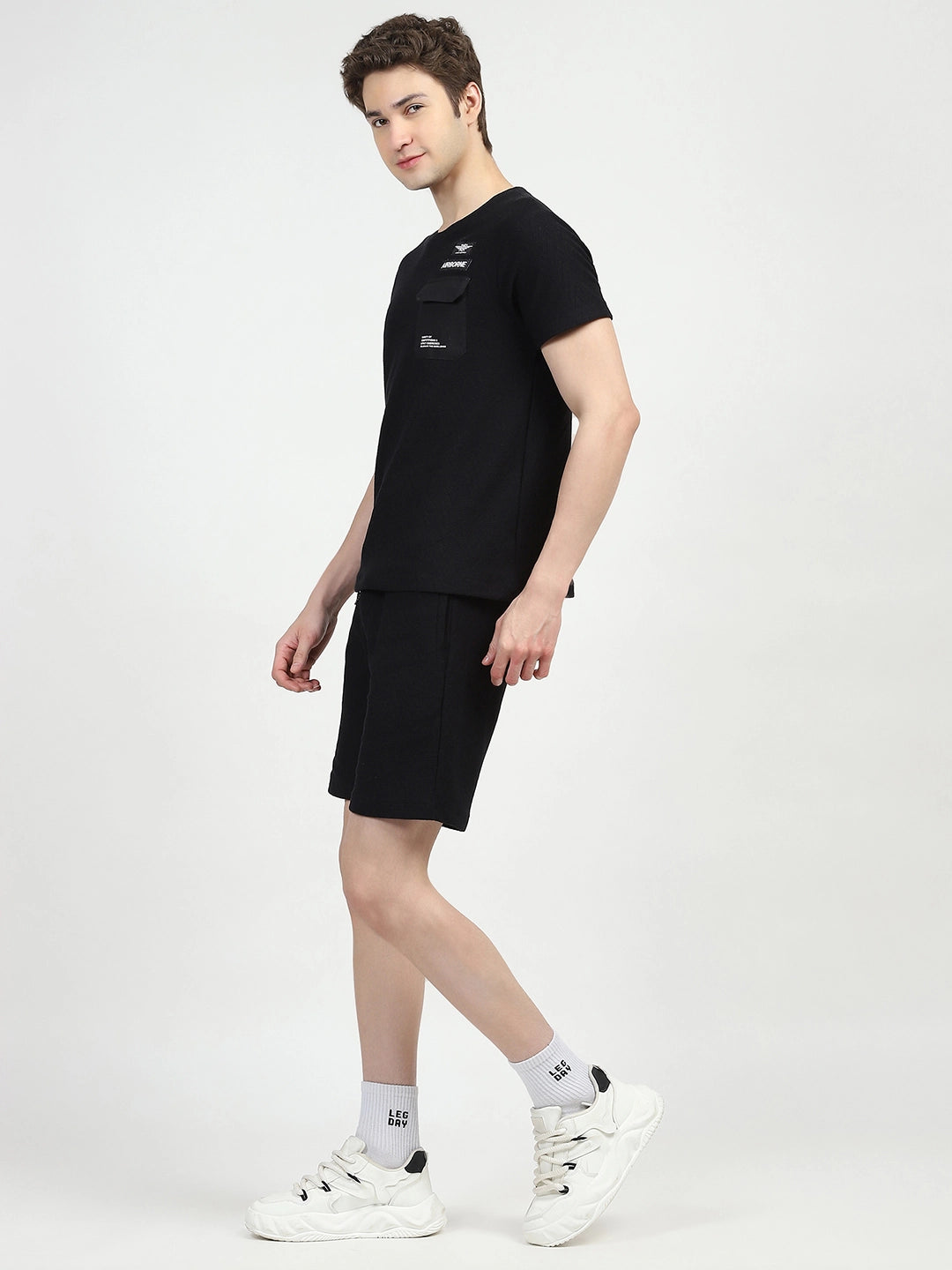 Black Cotton Textured Co-ord Set - Global Republic