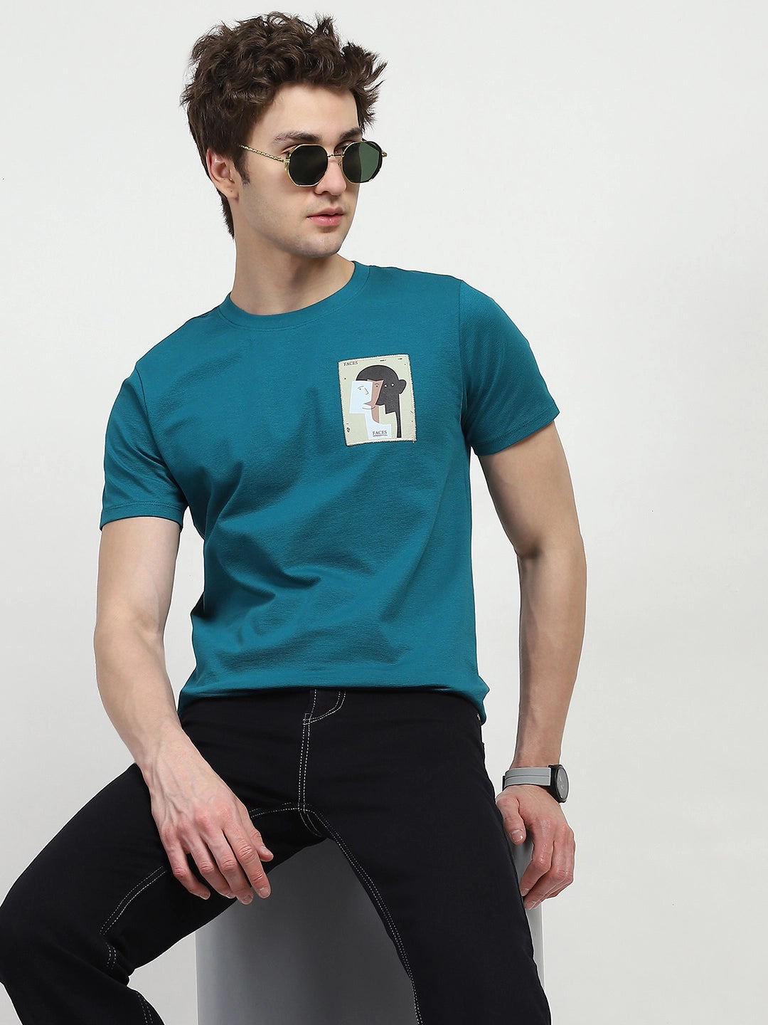 Blue Back Print Graphic T-shirt - Global Republic