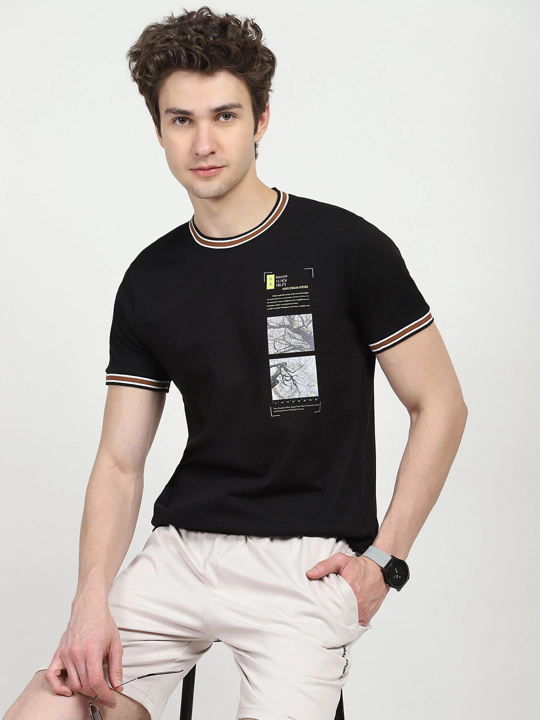 Black Graphic Print T-shirt - Global Republic