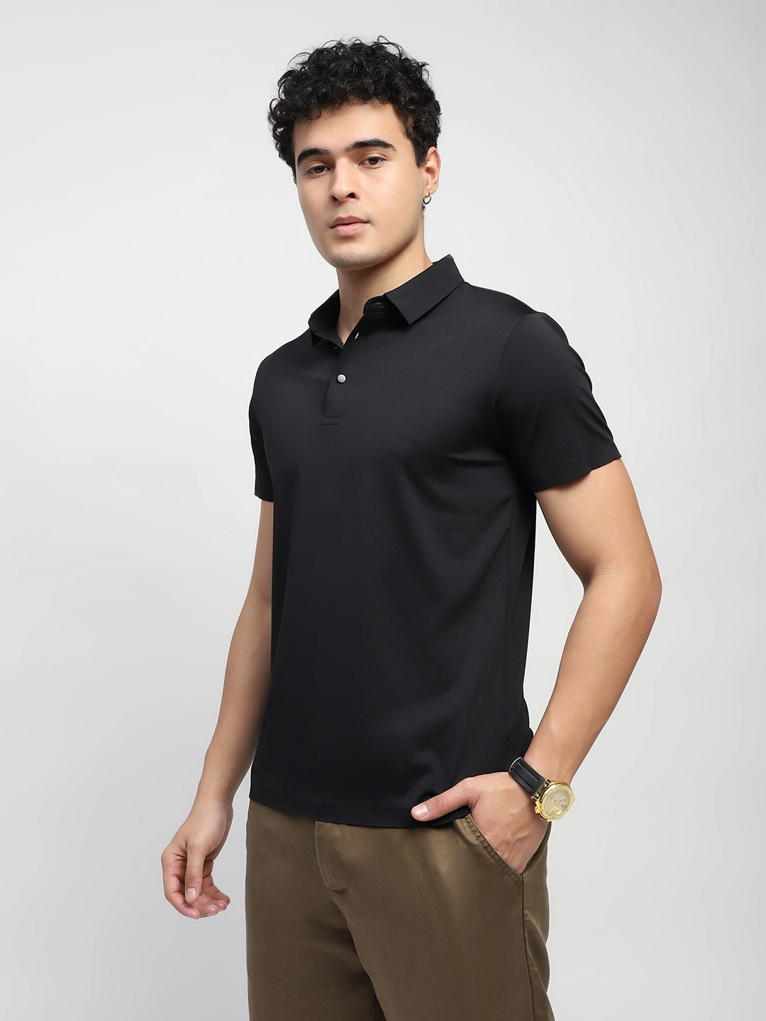 Nylon Blend Solid T-Shirt - Global Republic