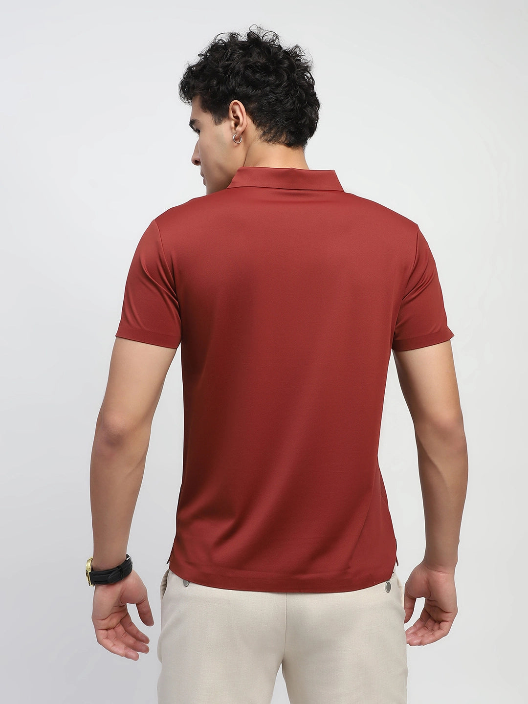 Stitchless Nylon Blend Solid T-Shirt - Global Republic