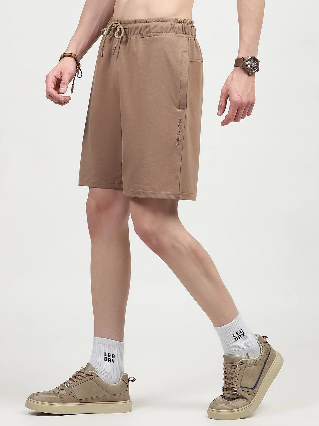 Brown Cotton Shorts - Global Republic