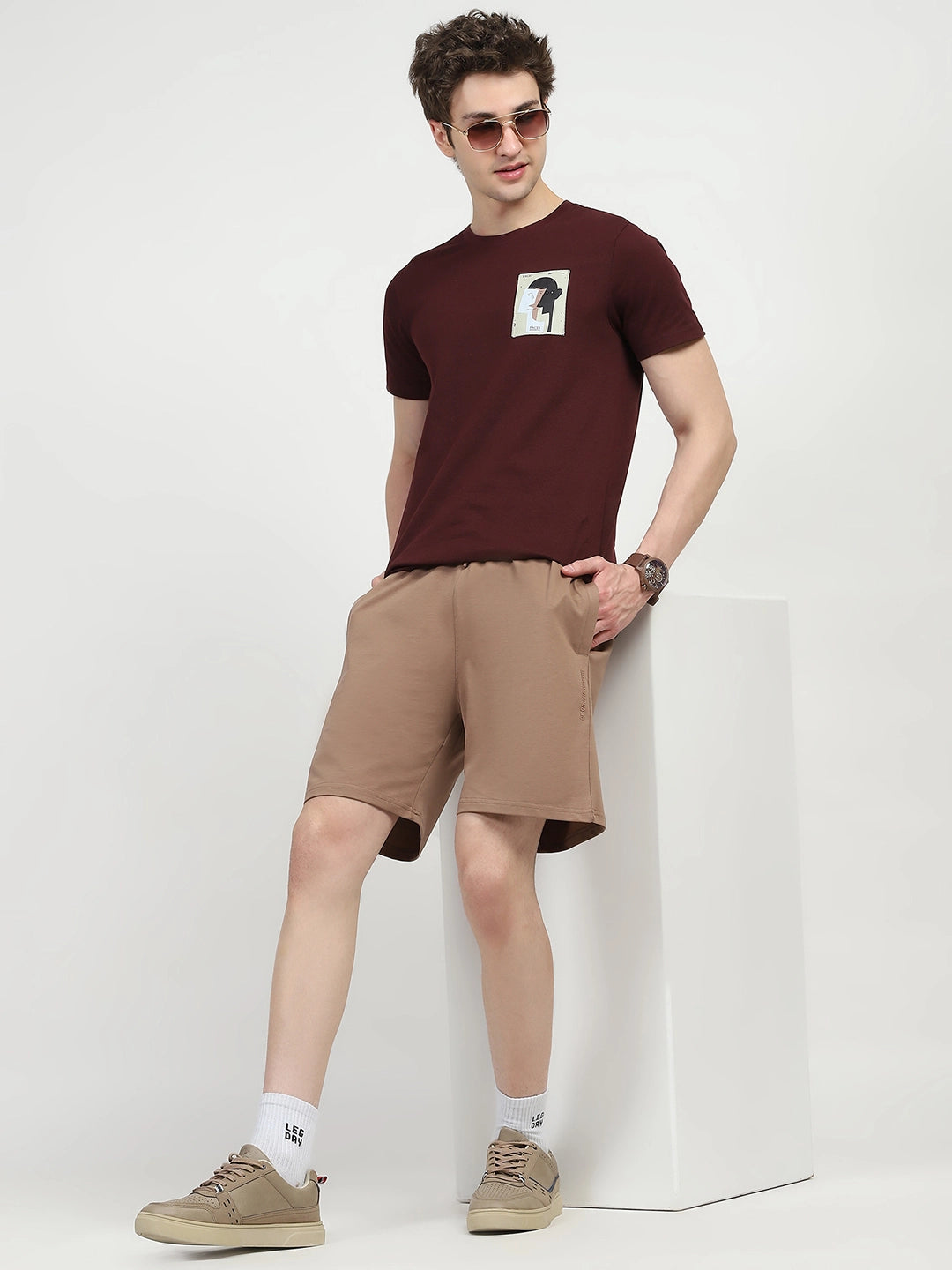 Brown Cotton Shorts - Global Republic