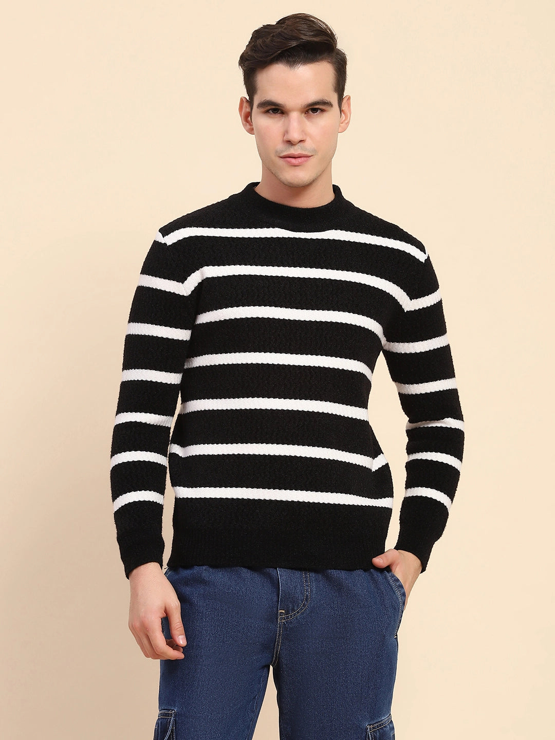 Black Striped Pullover - Global Republic