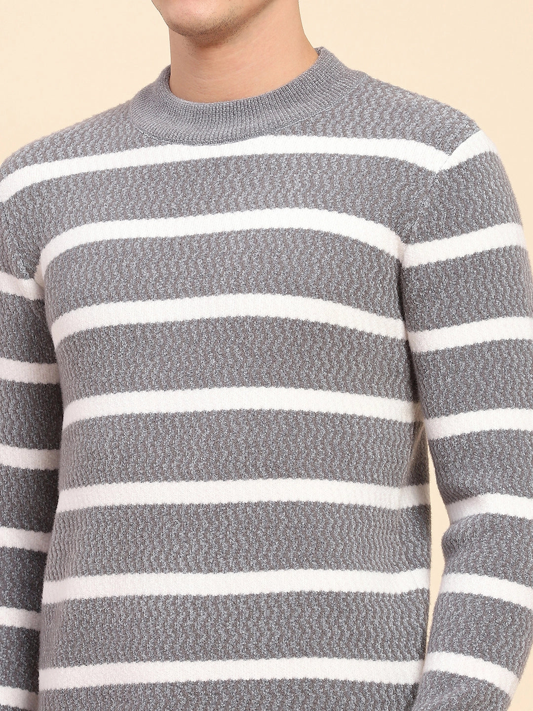 Grey Striped Pullover - Global Republic