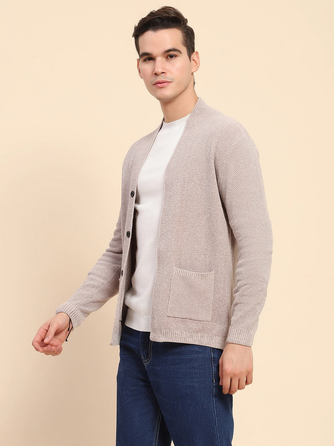 Beige Knitted Winter Shrug - Global Republic