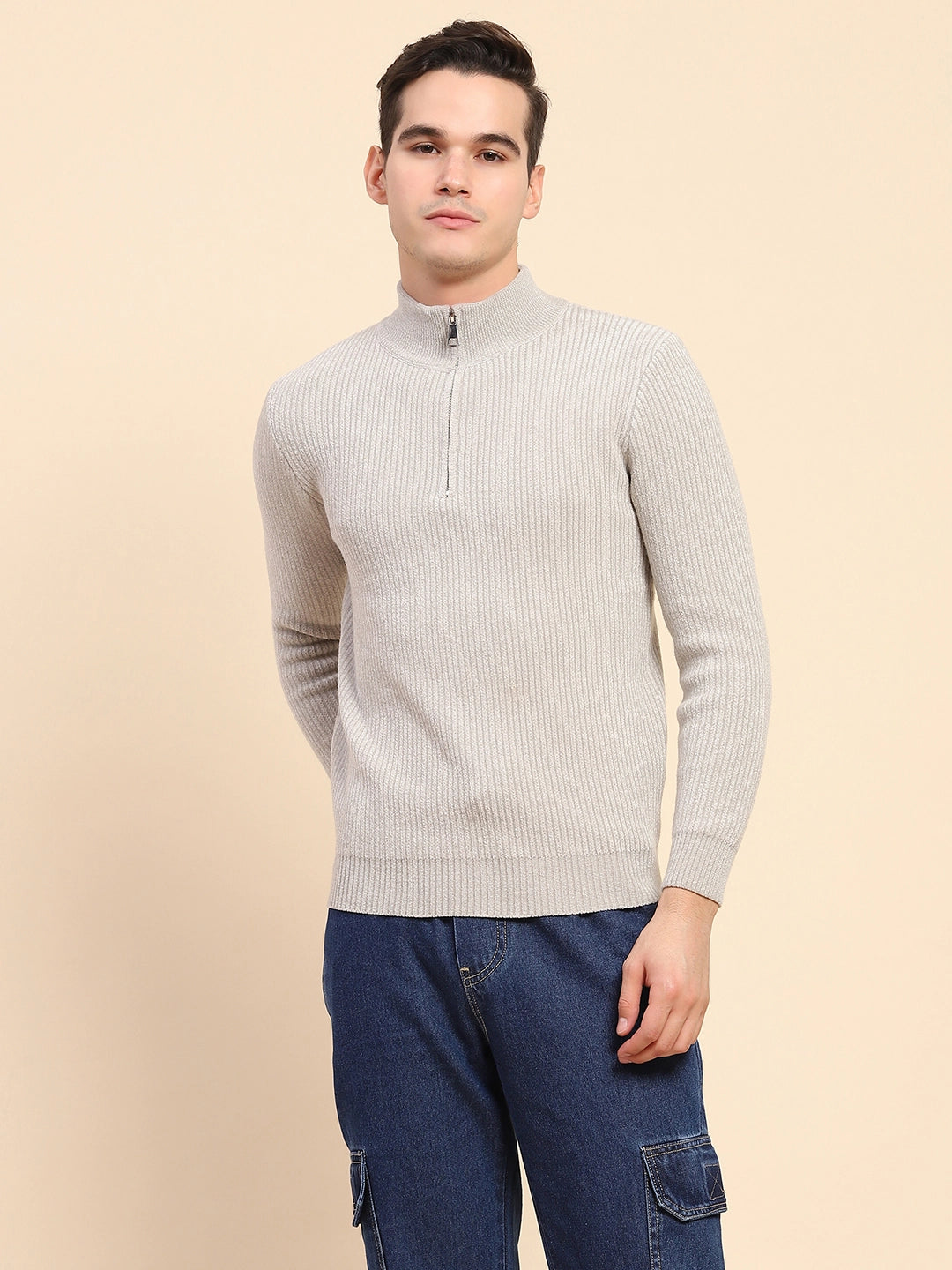 Ecru Knit Winter Wear Pullover - Global Republic