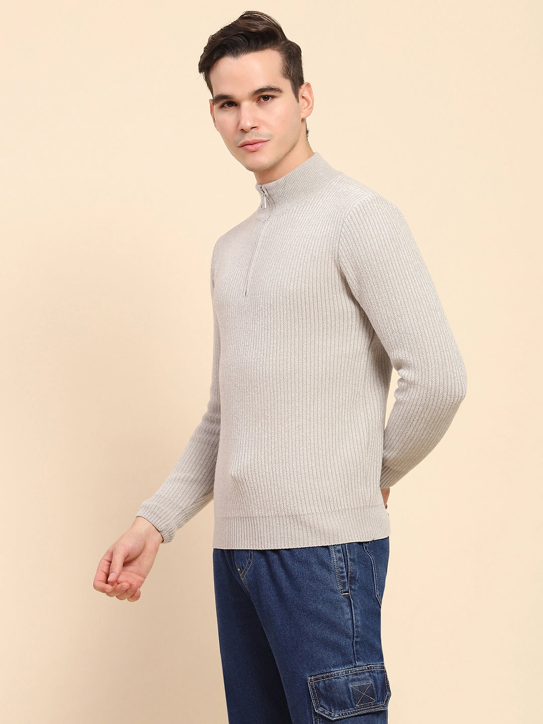 Ecru Knit Winter Wear Pullover - Global Republic