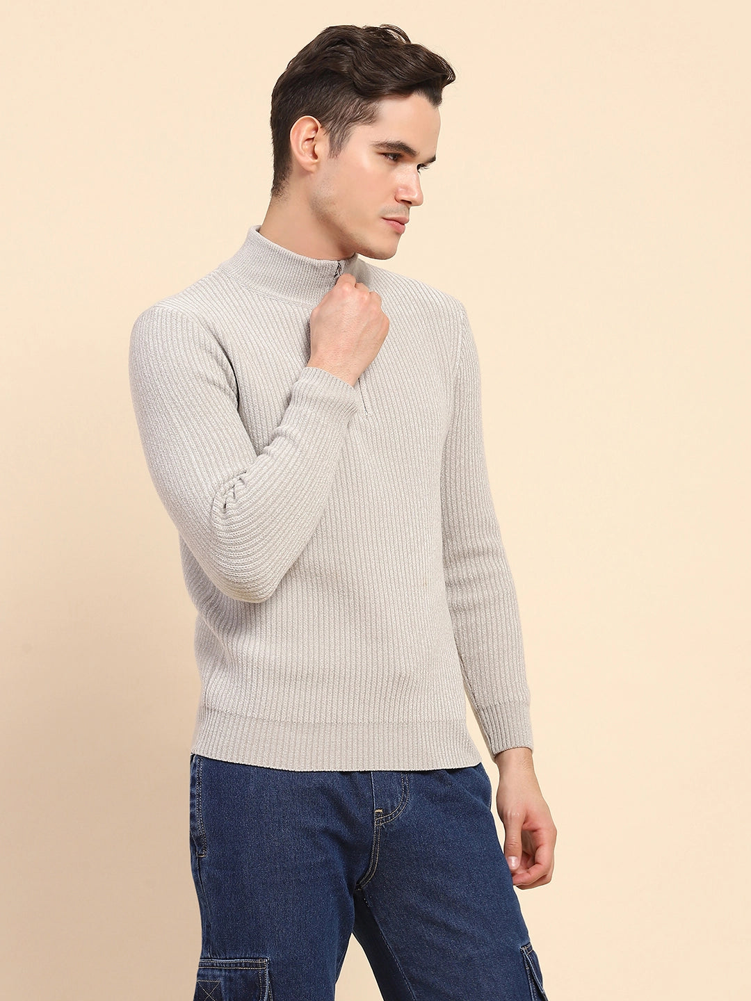 Ecru Knit Winter Wear Pullover - Global Republic