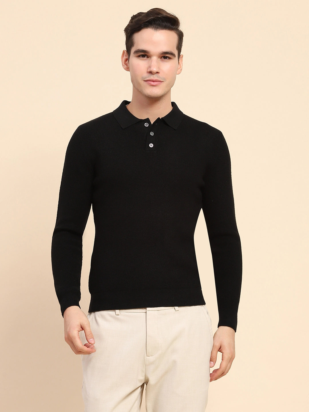 Black Knit Winter Wear Pullover - Global Republic