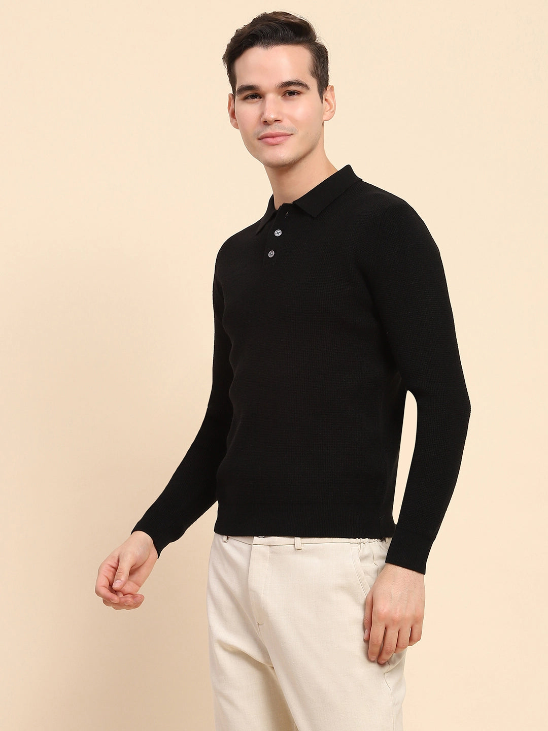 Black Knit Winter Wear Pullover - Global Republic