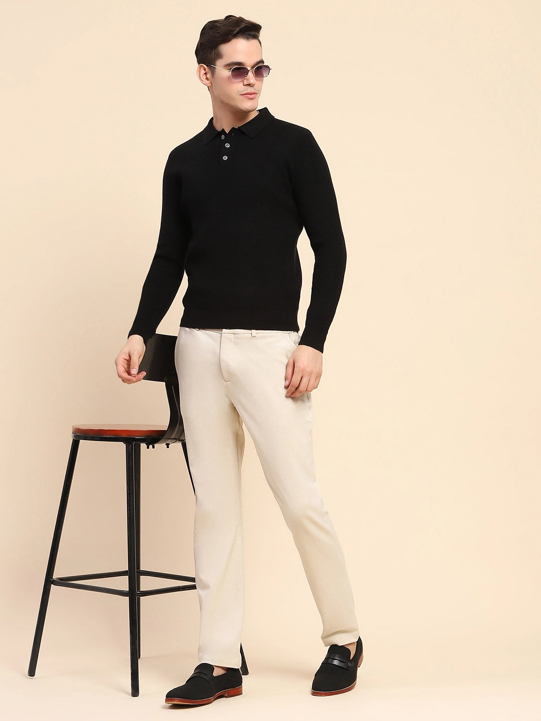 Black Knit Winter Wear Pullover - Global Republic