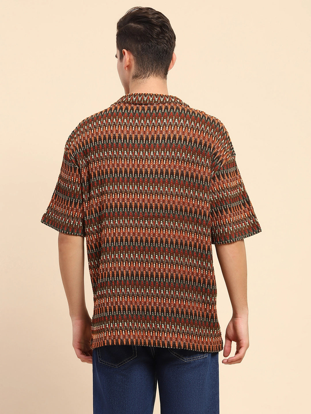 Multi  Textured Oversized Shirt - Global Republic