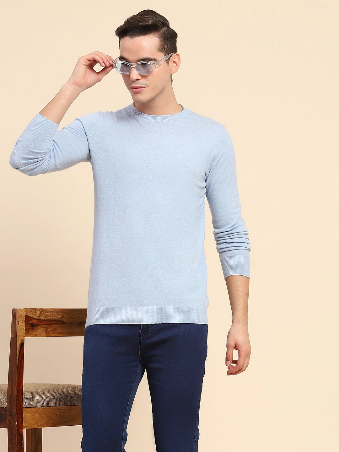 Sky Blue Wool Blend Pullover - Global Republic
