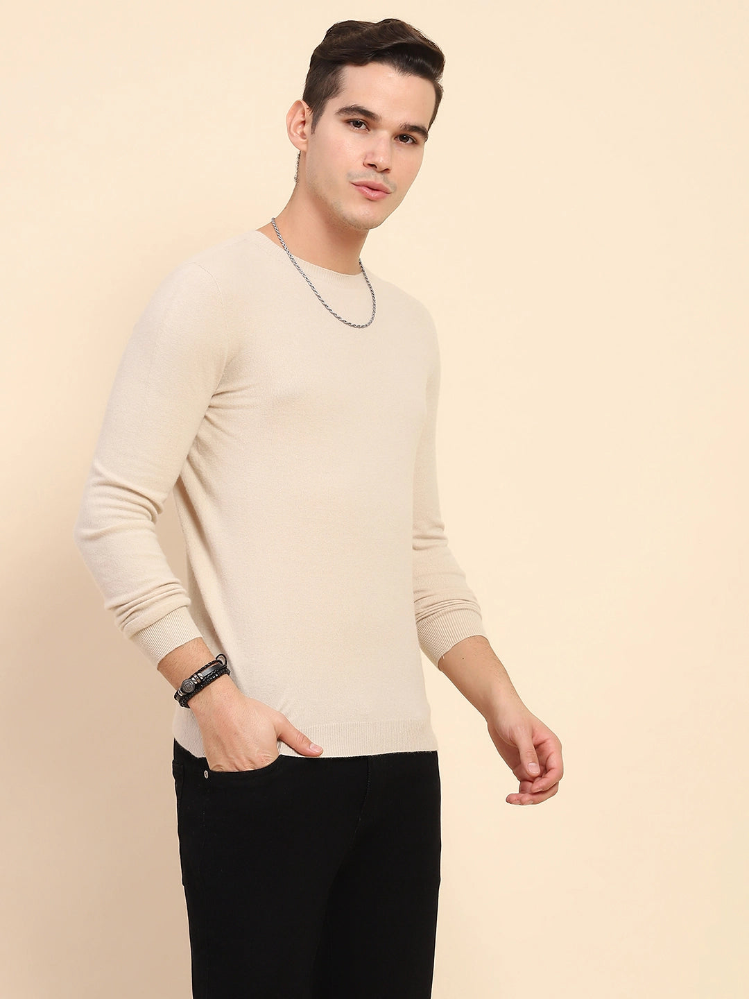 Beige Wool Blend Pullover - Global Republic
