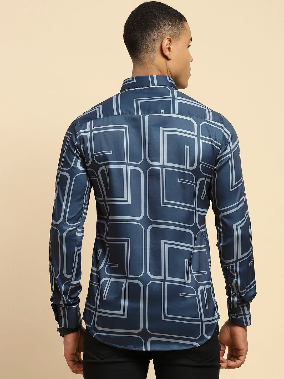 Blue Cotton Blend Tailored fit Shirt - Global Republic