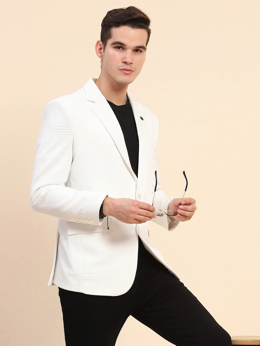 White Textured Coat - Global Republic