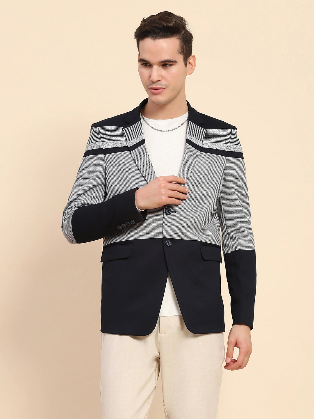 Navy Striped Coat - Global Republic