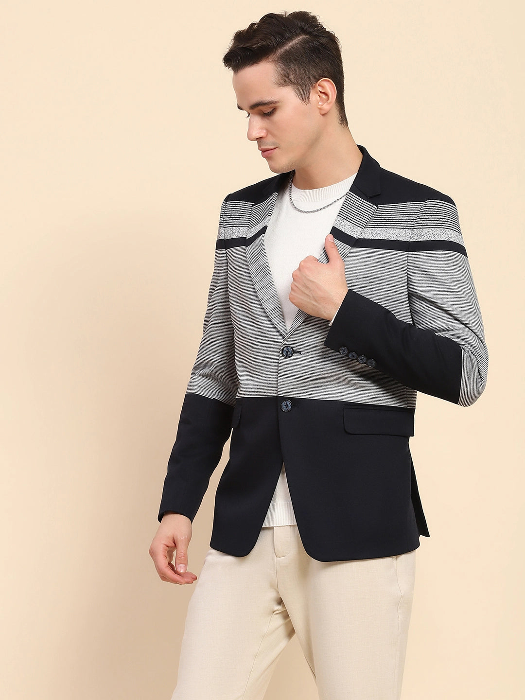 Navy Striped Coat - Global Republic