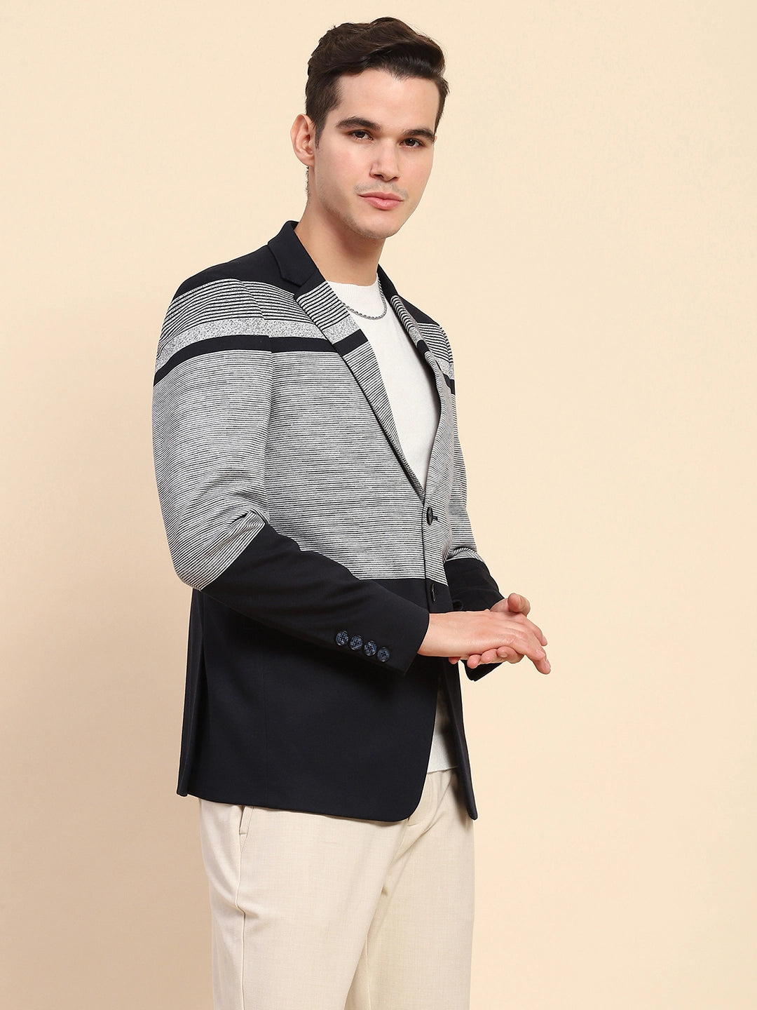 Navy Striped Coat - Global Republic