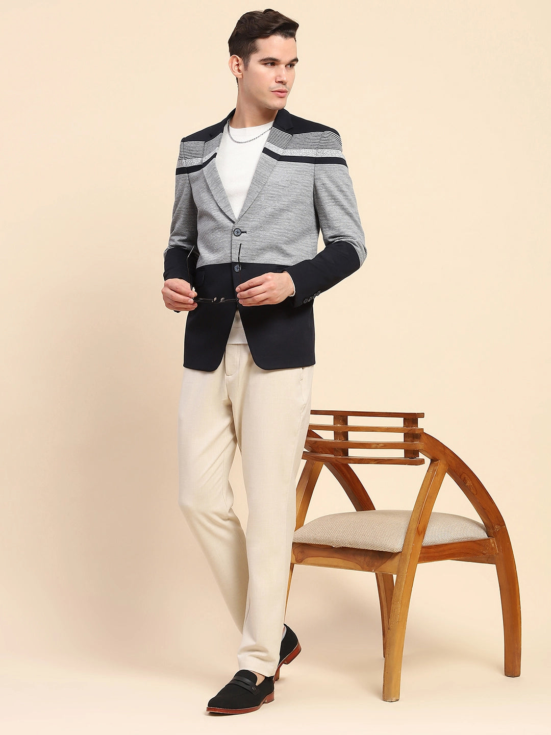 Navy Striped Coat - Global Republic