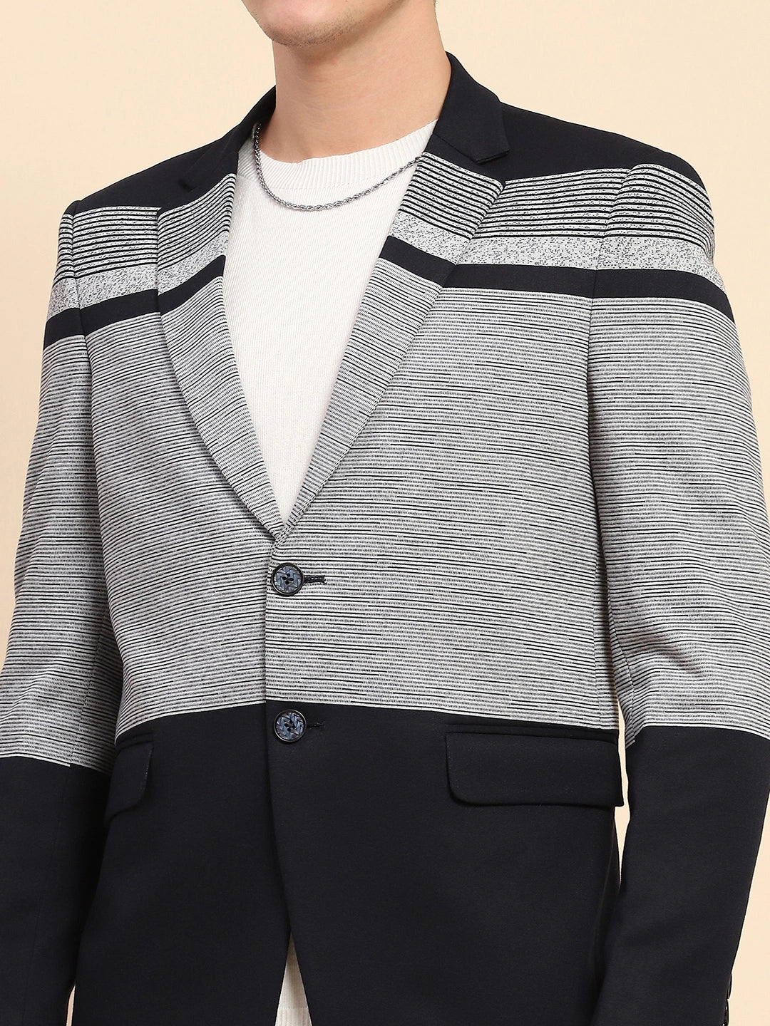 Navy Striped Coat - Global Republic