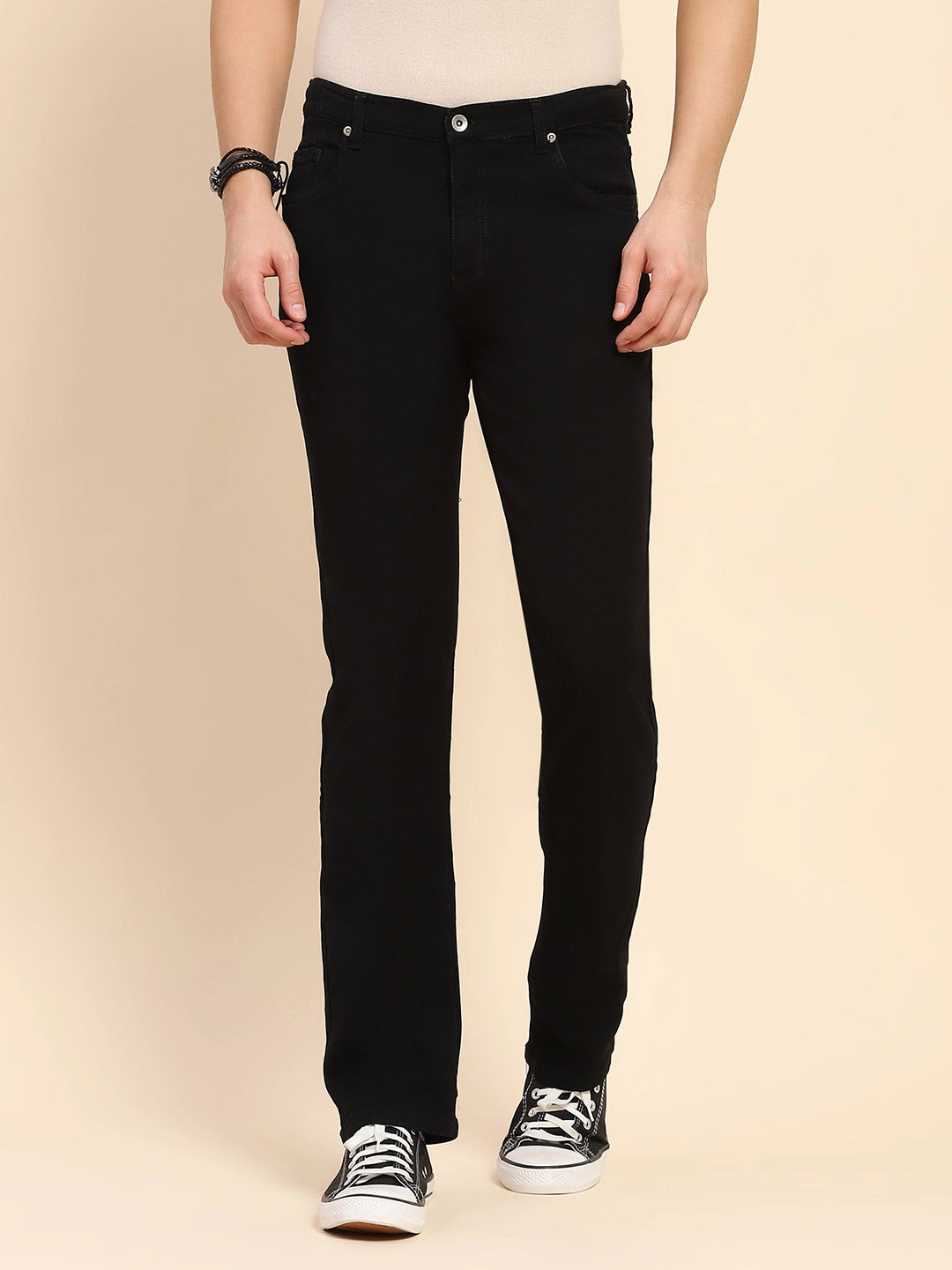 Black Cotton Blend Jeans - Global Republic