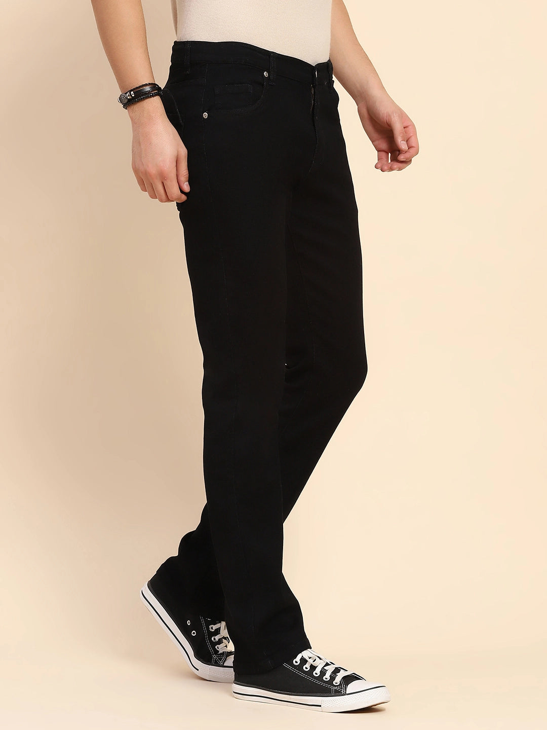 Black Cotton Blend Jeans - Global Republic