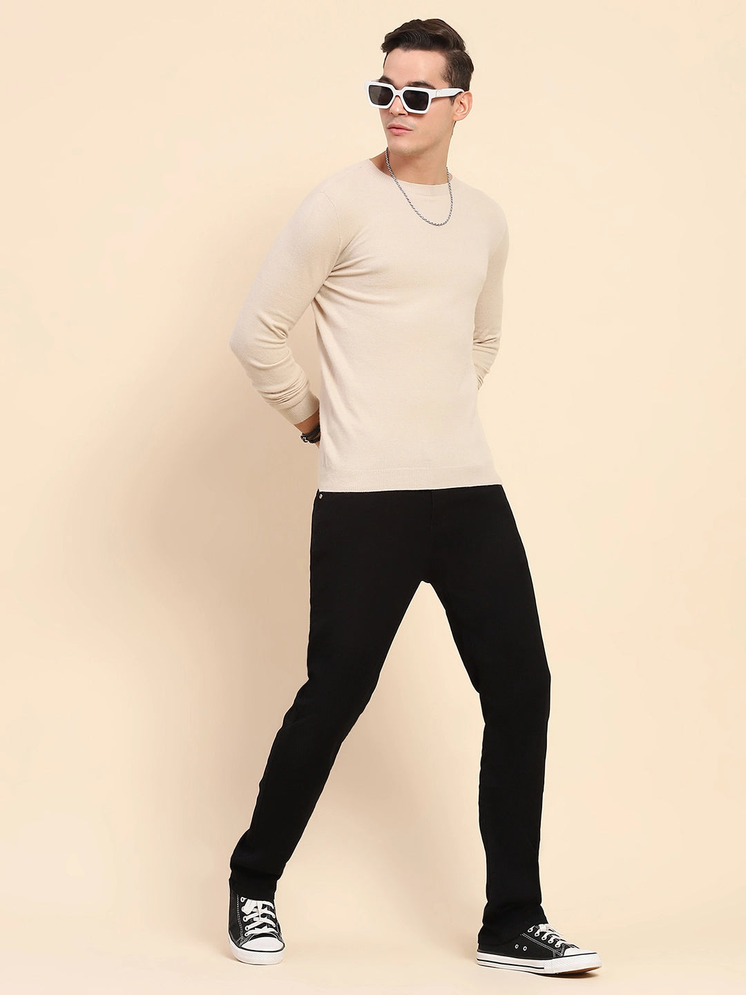 Black Cotton Blend Jeans - Global Republic