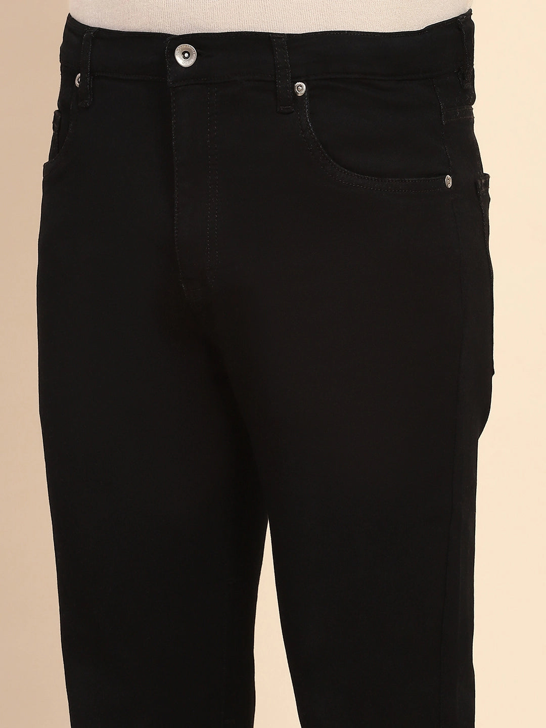 Black Cotton Blend Jeans - Global Republic