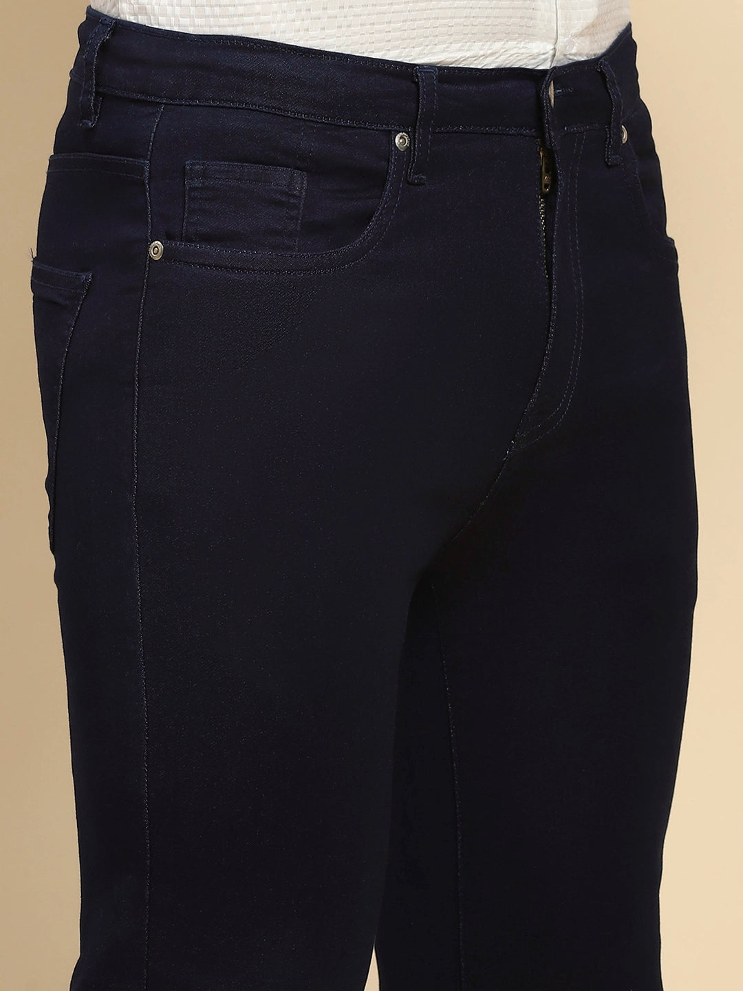 Blue Straight Fit Cotton Blend Jeans - Global Republic